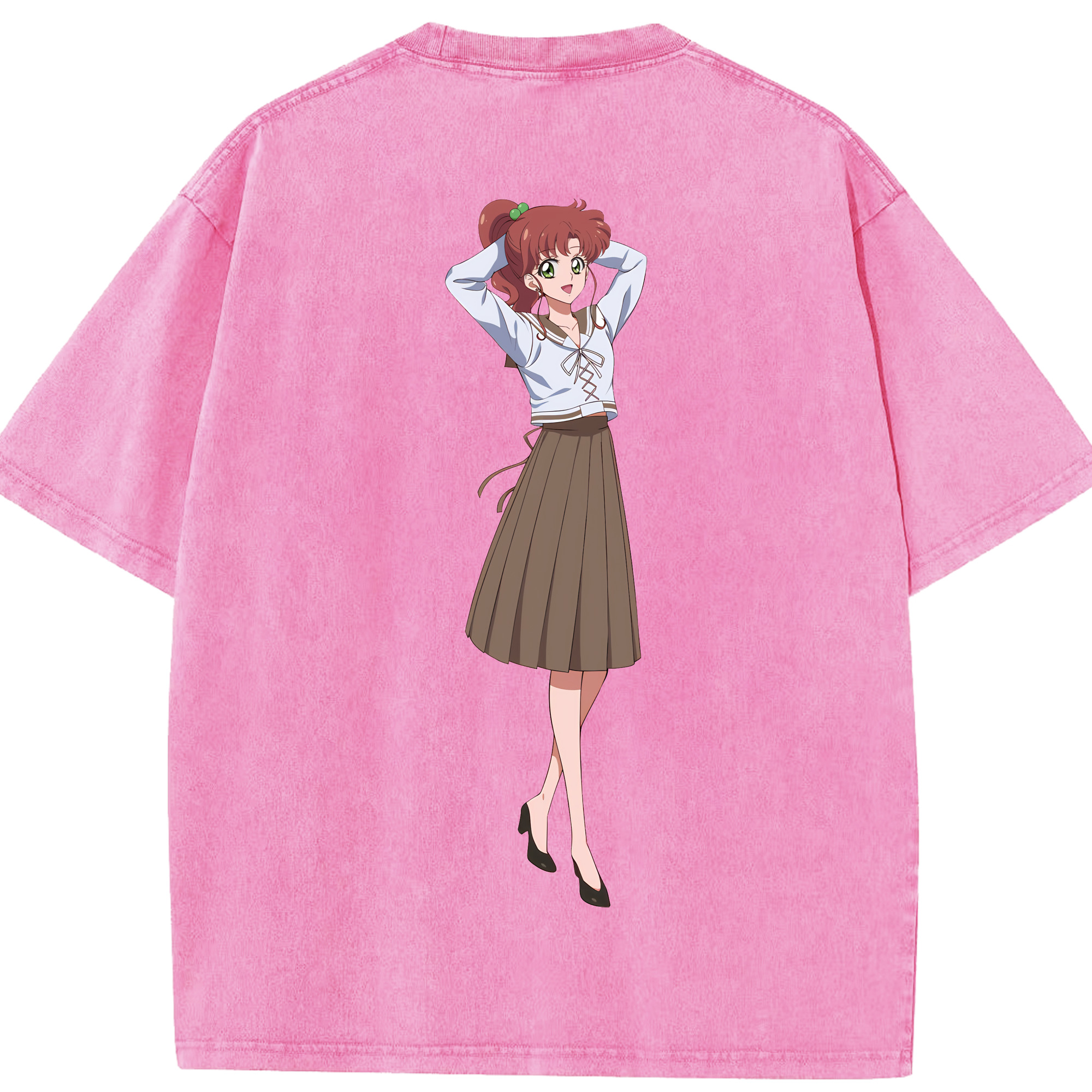 （画像用） 美少女戦士セーラームーン 木野 まこと きの まこと Sailor Moon Kino Makoto （セーラージュピター；Sailor Jupiter） 綿100% ヴィンテージ風 半袖Tシャツ（背面プリント）